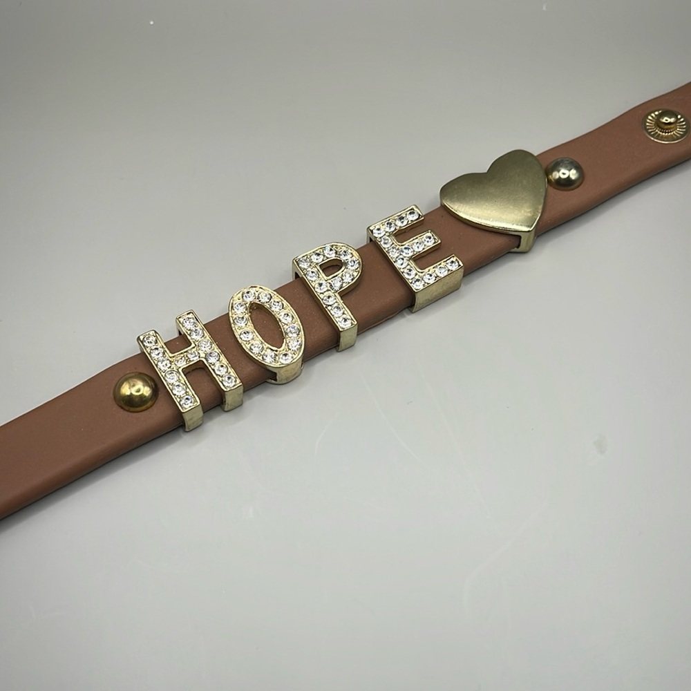 Brown HOPE Bracelet with Heart Charm - Picture 2 of 6